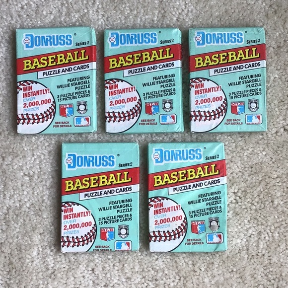 Vintage 5 Unopened pks Donruss Series 2 Baseball Cards, + Puzzle Pieces (1990) - Picture 2 of 11